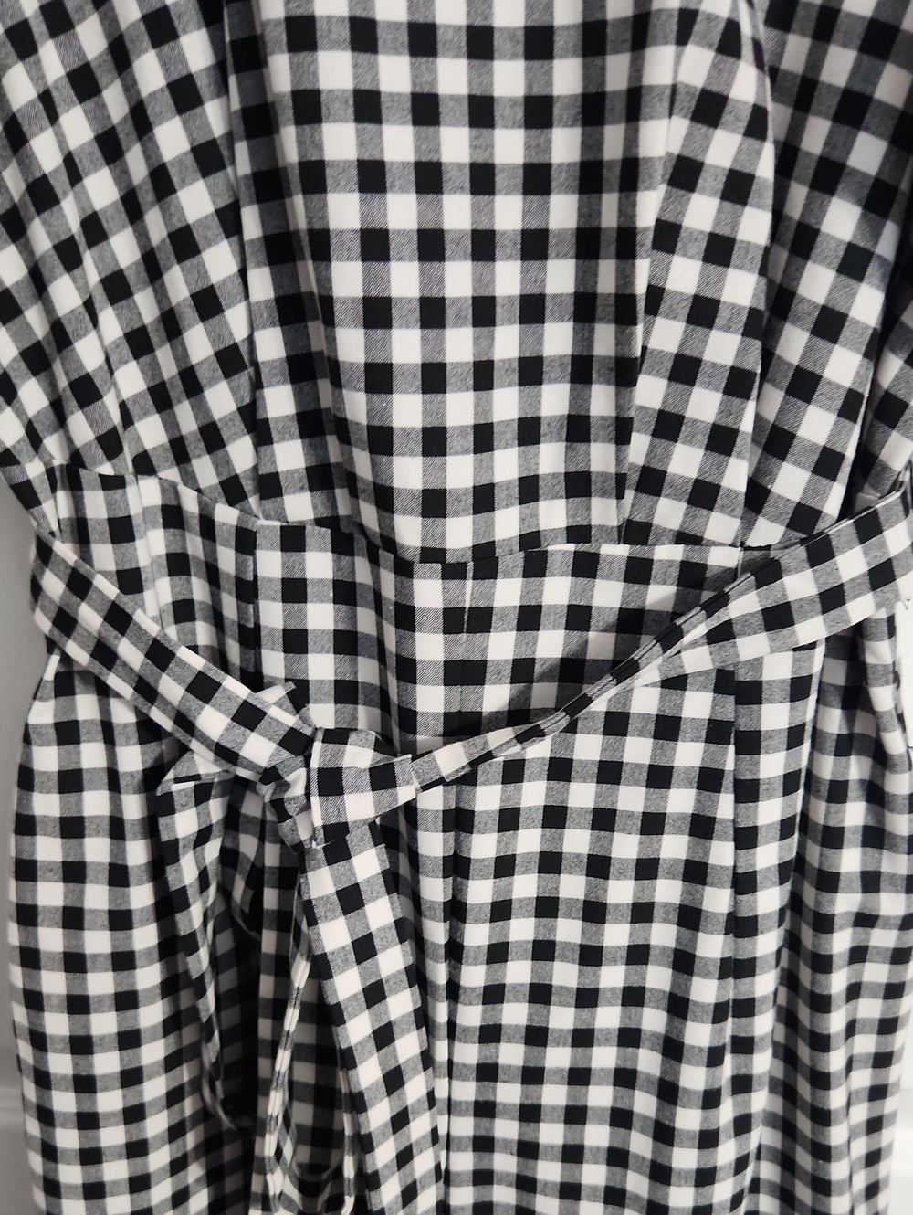 NWOT. NY&CO. Gingham Puff Sleeve Wide-leg Jumpsuit Sz.M Black/White - Picture 6 of 15
